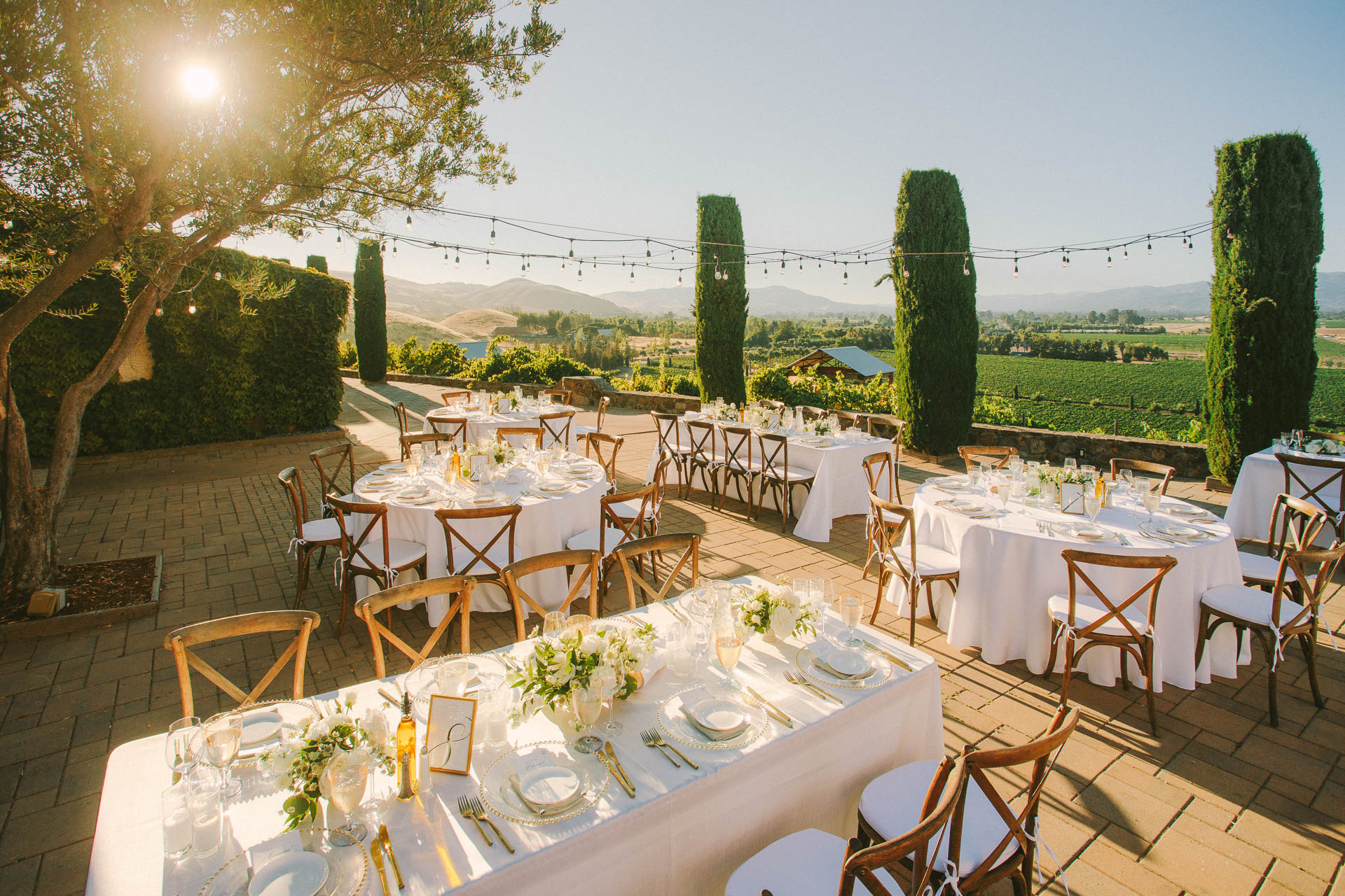 table setup for wedding at Viansa Winery Sonoma Valley